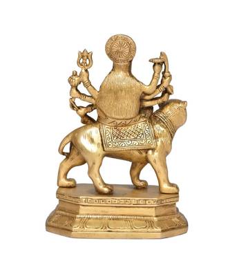 Brass Durga Maa Murti Decorative Showpiece - 15.5 cm  (Brass  Gold) 3