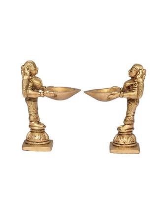 Brass DeepaLaxmi Decorative Showpiece - 8 cm  (Brass  Gold) 2