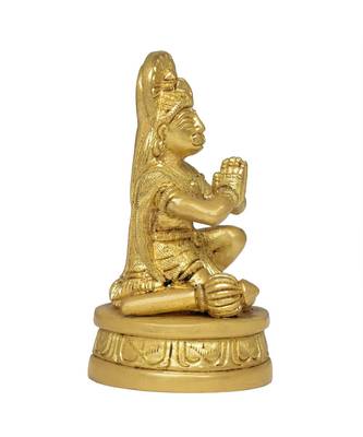 Brass Lord Hanuman in Praying position Decorative Showpiece - 9 cm  (Brass  Gold) 2