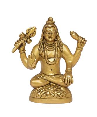 Lord Shiva Brass Murti/Showpiece Decorative Showpiece - 10.5 cm  (Brass  Gold) 1
