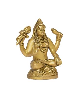 Lord Shiva Brass Murti/Showpiece Decorative Showpiece - 10.5 cm  (Brass  Gold) 2