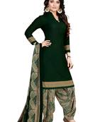 green cotton unstitched printed top & bottom with dupatta