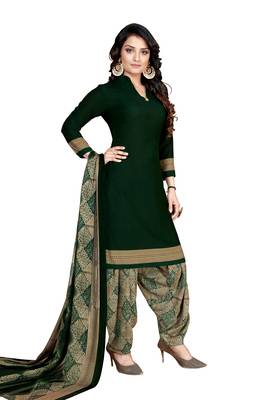 green crepe unstitched printed top & bottom with dupatta 1