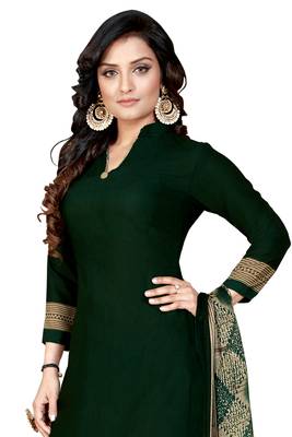 green crepe unstitched printed top & bottom with dupatta 3