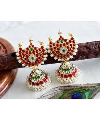 Multicolor gold plated Copper Alloy   pair of jhumka 1
