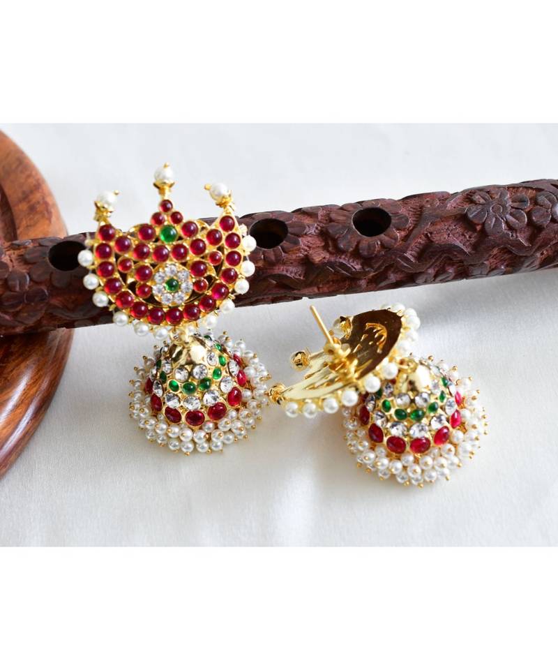 Multicolor gold plated Copper Alloy   pair of jhumka