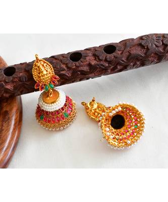 Multicolor gold plated Copper Alloy   pair of jhumka 2