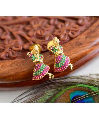Multicolor gold plated Copper Alloy   pair of Earrings 1