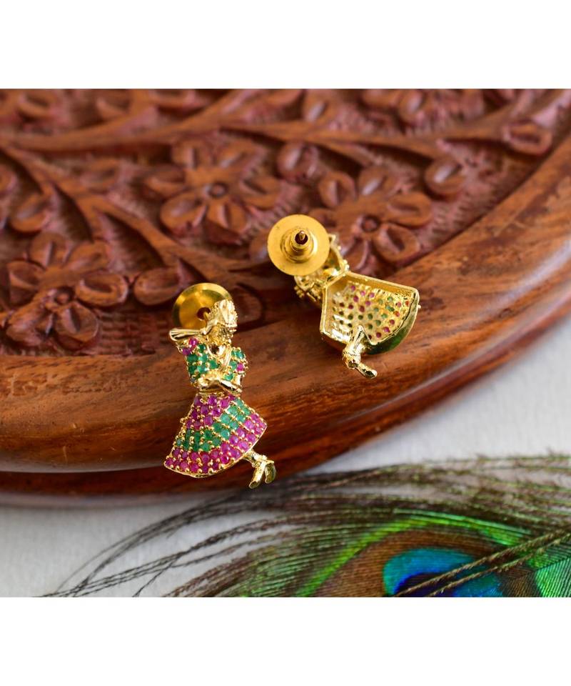 Multicolor gold plated Copper Alloy   pair of Earrings