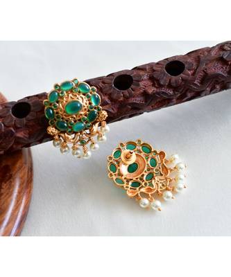 green gold plated Copper Alloy   pair of Earrings 2