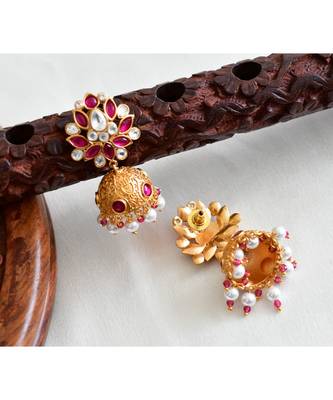 pink gold plated Copper Alloy   pair of jhumka 2