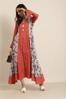 Rayon Floral Print Anarkali Kurta (Multicolor)