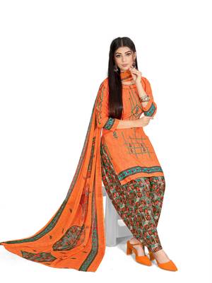 Orange printed crepe salwar 1