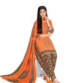 Orange printed crepe salwar
