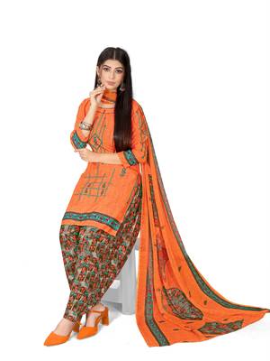 Orange printed crepe salwar 2