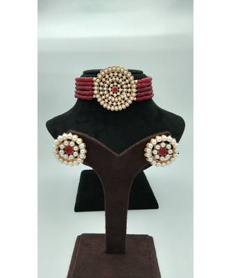 Choker set in Red Pearl 1