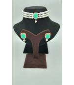 Choker set in Mint Color Beads and White Pearl