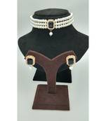 Choker set in Black Color Beads and White Pearl