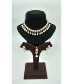 Single Line Necklace with White stone and White Color Pearls