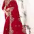 Red embroidered silk saree with blouse
