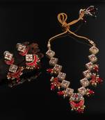 Red Gold plated Polki Studded Earrings