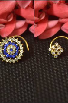 COMBO of Designer Twinkling Fancy cubic zirconia nose ring or Nose Pin