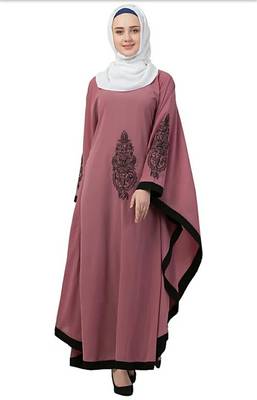 Ayeza Naqab Look Biased Cut Umbrella Style Flared Khashibo Matte Abaya Dress For Girls And Women color (Marron, Beige) 1
