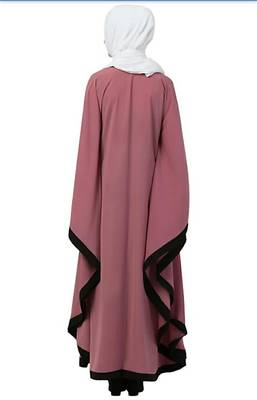 Ayeza Naqab Look Biased Cut Umbrella Style Flared Khashibo Matte Abaya Dress For Girls And Women color (Marron, Beige) 2