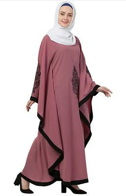 Ayeza Naqab Look Biased Cut Umbrella Style Flared Khashibo Matte Abaya Dress For Girls And Women color (Marron, Beige) 5