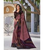 Peach printed chiffon saree with blouse