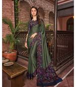 Brown printed chiffon saree with blouse