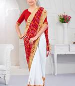 Red embroidered georgette saree with blouse