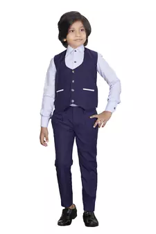 Kids Blue 3 Piece Suit For Boys 
