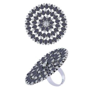 Traditional Stylish  Look Silver Tone  Adjustable Finger Ring For Women And Girl 2