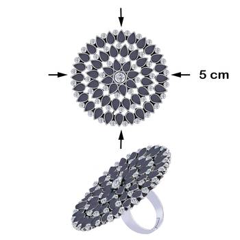Traditional Stylish  Look Silver Tone  Adjustable Finger Ring For Women And Girl 3