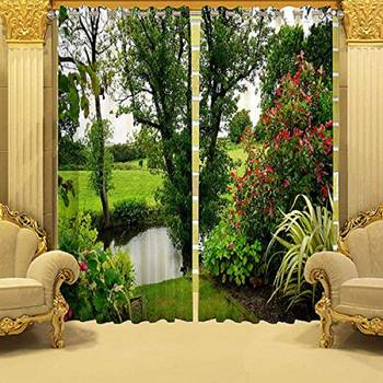 Green Polyester Curtains 1