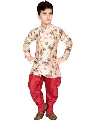 Multicolor printed cotton silk boys-kurta-pyjama 1