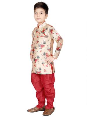 Multicolor printed cotton silk boys-kurta-pyjama 3