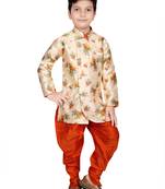 Multicolor printed cotton silk boys-kurta-pyjama