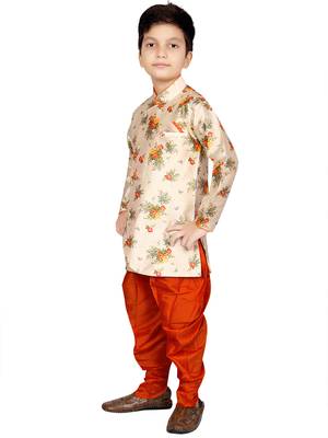 Multicolor printed cotton silk boys-kurta-pyjama 3