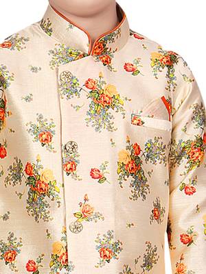 Multicolor printed cotton silk boys-kurta-pyjama 4