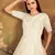 White FOILAGE PRINT NET EVENING LONG GOWN