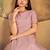 Dark pink FOILAGE PRINT NET EVENING LONG GOWN