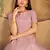 Dark pink FOILAGE PRINT NET EVENING LONG GOWN