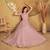 Dark pink FOILAGE PRINT NET EVENING LONG GOWN