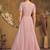 Dark pink FOILAGE PRINT NET EVENING LONG GOWN