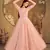 Peach FOILAGE PRINT NET EVENING LONG GOWN