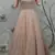 Peach FOILAGE PRINT NET EVENING LONG GOWN