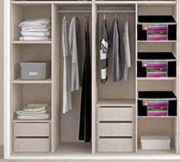 atorakushon   Fabric Black Garment Storage Bags Wardrobe Organizer for Clothes Storage Box Saree Cover Pack of 2 5