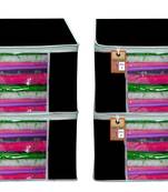 atorakushon   Fabric Black Garment Storage Bags Wardrobe Organizer for Clothes Storage Box Saree Cover Pack of 4
